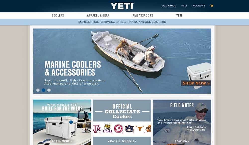 YETI Coolers Launches New Website Featuring Content from Wellknown
