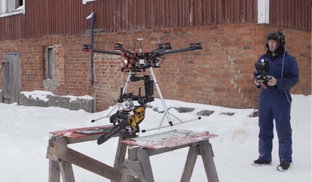 Video Finnish Farmers Attach Chainsaw to Drone OutdoorHub