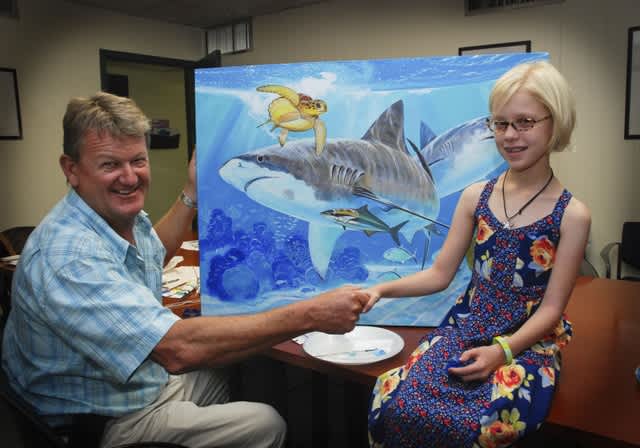 “Shark Girl” and Guy Harvey Painting Collaboration Raises $7,500
