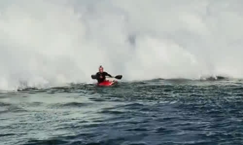 Extreme Kayaker Rides 30 Foot Wave Off Oregon