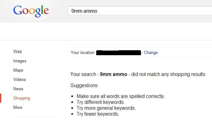 Google Censors Firearms Products in Shopping Search Results