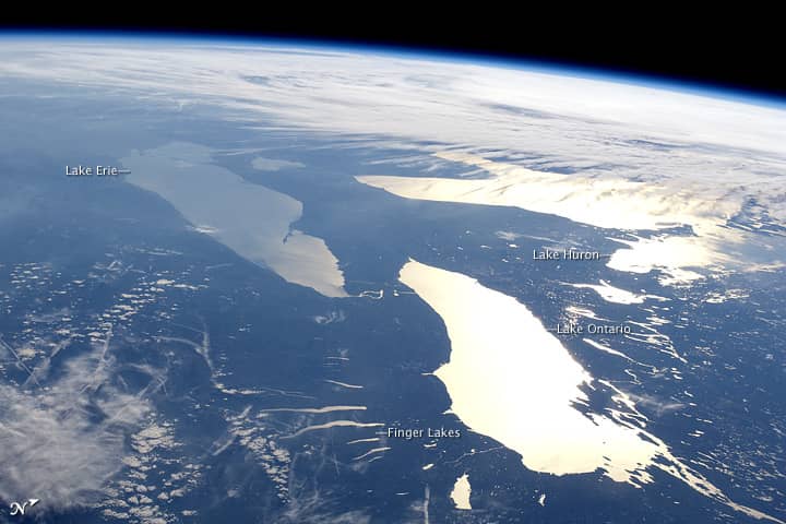 New Photo Taken from Space Station Shows Sun’s Reflection Off the Great Lakes