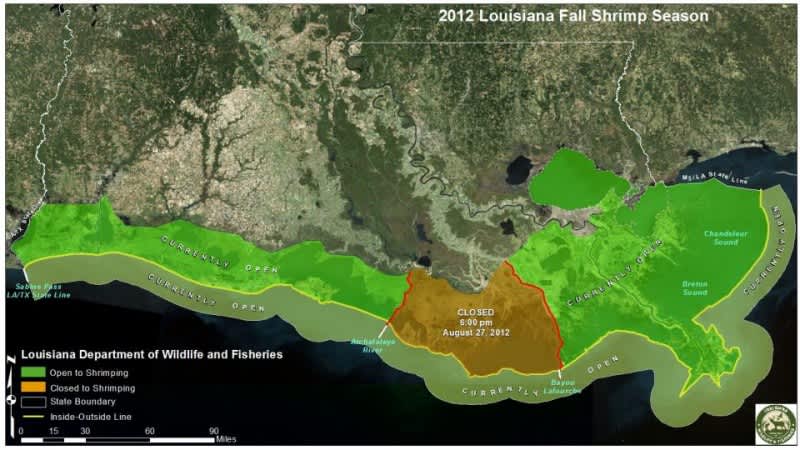 Louisiana DFW: Emergency Closure of Shrimp Season in Portions of Inside Waters Within LaFourche and Terrebonne Parishes