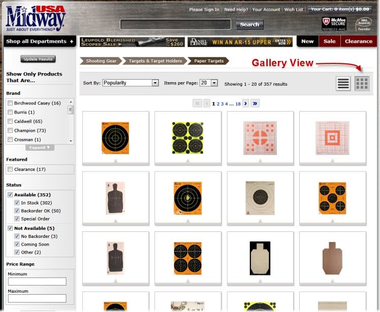 MidwayUSA Website Features New Product Gallery View