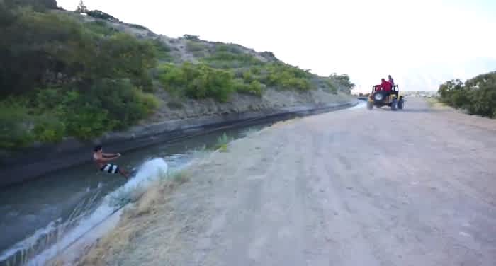 Video: Jeep-towed Canal Wakeboarding