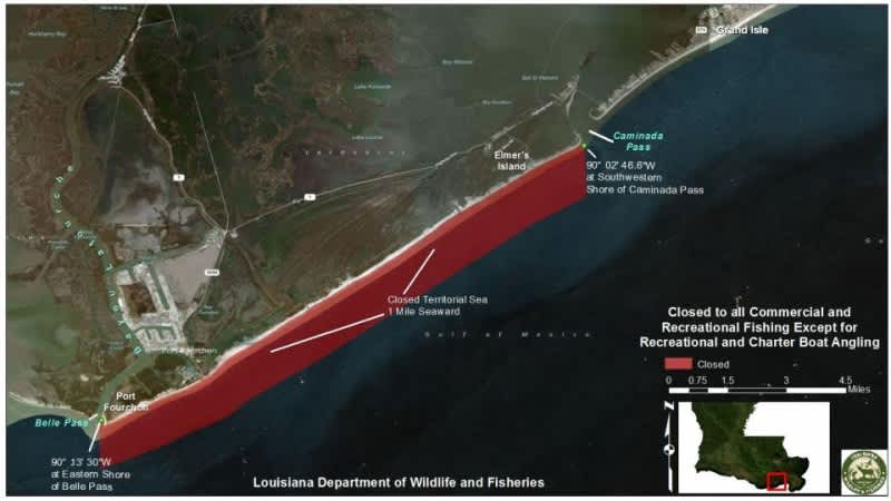Louisiana DWF Closes a Portion of Coastal Waters Due to the Emergence of Oil on Adjacent Beaches