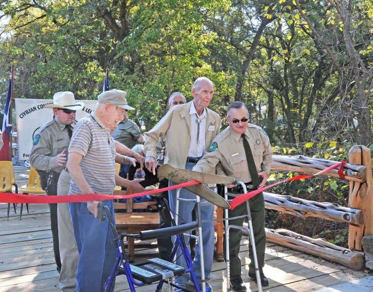 Ribbon Cutting for Renovated CCC Bridge at Cleburne State Park