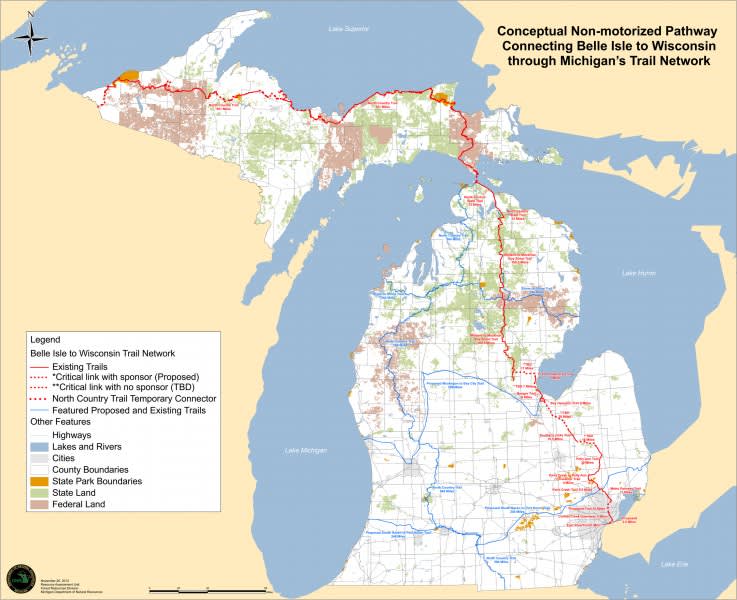 Michigan’s Governor Proposes 599-mile Trail Connecting Detroit to Wisconsin via the UP