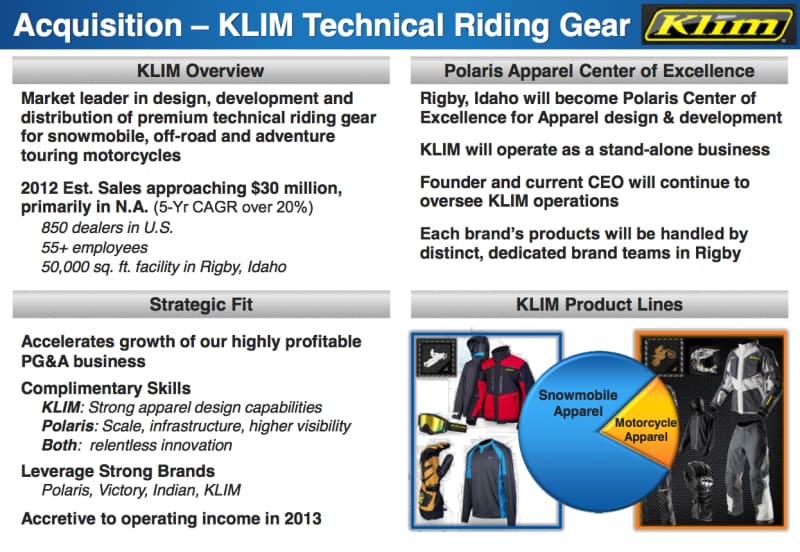 Polaris Acquires KLIM Technical Riding Gear
