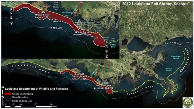 Louisiana Wildlife and Fisheries Commission Takes Action to Close Portions of Louisiana Offshore Territorial Waters to Shrimping