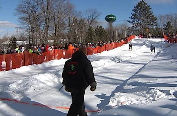 Wisconsin Bar Stool Ski Races Raise Money for Local Snowmobile Club