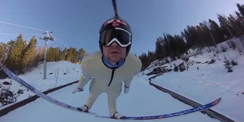 Video: How a Ski Jump Looks from a Rear-facing Camera