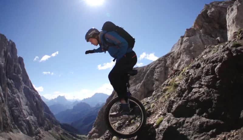 German Man Mixes Mountaineering with Unicycling for Odd New Extreme Sport