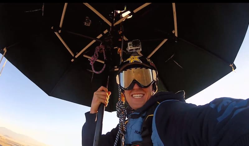 Video: Erik Roner Skydives with Giant Umbrella