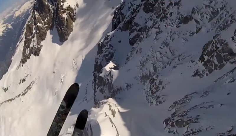 Video: Skier Attempts Barrel Rolls while Flying Down Mountain
