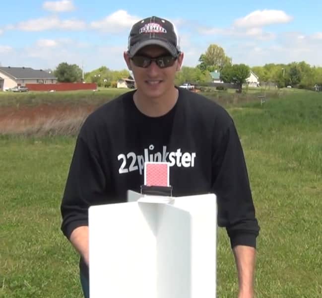 Video: .22 Trick Shooter Splits Spinning Card at 25 Feet
