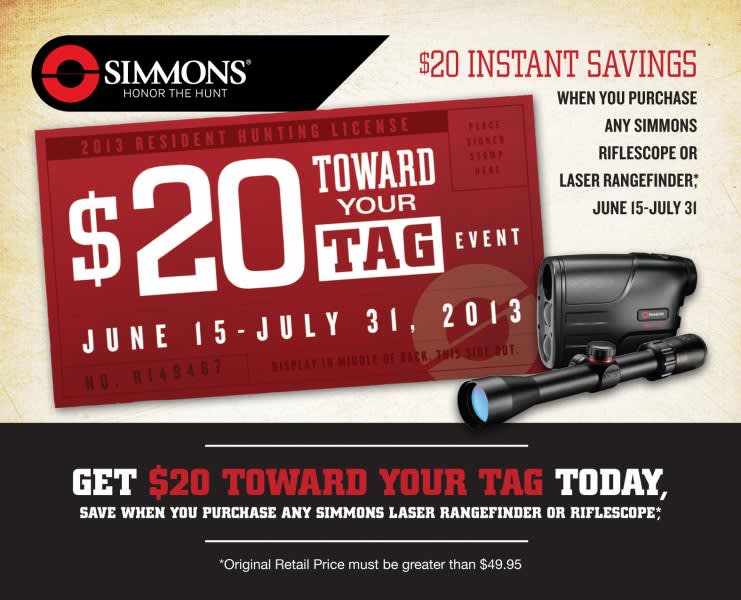 Simmons Introduces $20 Instant Savings Offer on Riflescopes and Laser Rangefinders