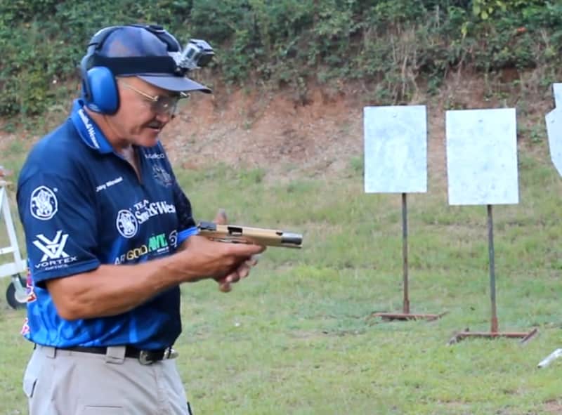 Video: Jerry Miculek Blazes Through V-drill with Gold-plated Pistol