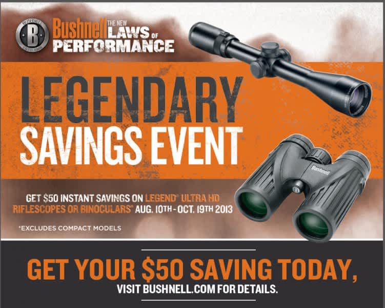 Bushnell Launches $50 Instant Savings on Legend Ultra HD Riflescopes and Binoculars