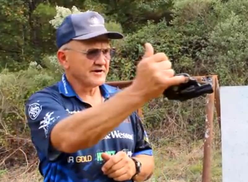 Video: Jerry Miculek Shoots 200-yard Target with Upside-down Snub-nosed Revolver