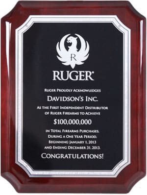 Davidson’s Receives Award as Ruger’s First $100 Million Customer