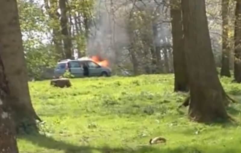 British Family on Safari Caught Between Burning Car and Lions