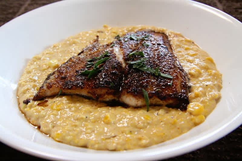 Cookin’ in Camo: Porcini-dusted Catfish with Corn Puree