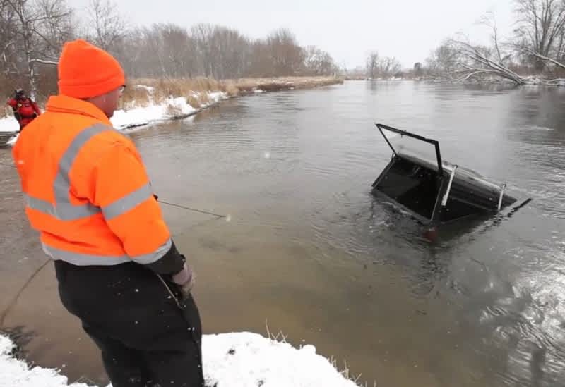 Video: Muskrat Trapper Accidentally Launches Truck into River