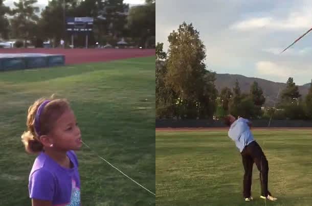 Video: Olympic Athlete Pulls Out Daughter’s Tooth with a Javelin