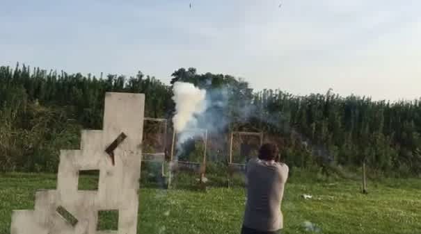 Video: Man Spices Up Pistol Drill with Fireworks That “Shoot Back”
