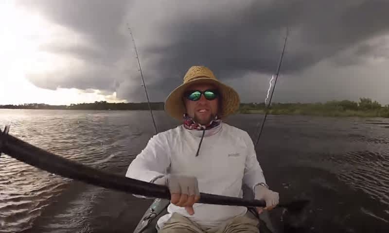 Video: Terrified Kayak Angler Tries to Outrun a Thunderstorm