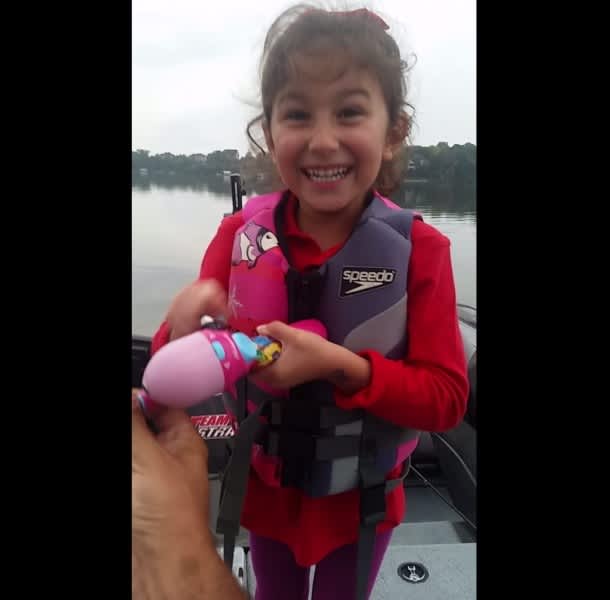 Video: Young Angler Snags Bass on Barbie Pole as Proud Dad Watches