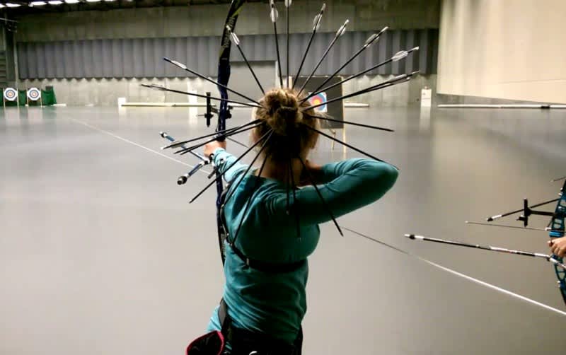Video: Young Archer Finds Another Place to Store Her Arrows