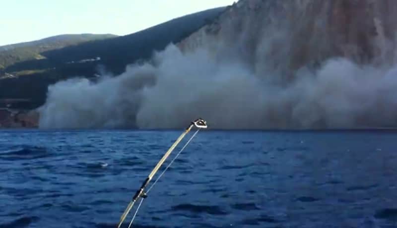 Angler Records Landslide Caused by Powerful Earthquake in Greece