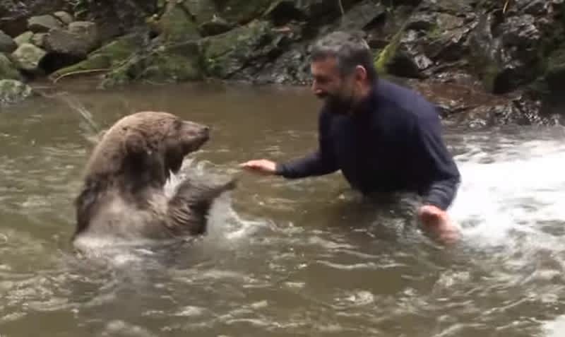 Video: Man Has Splash Fight with Wild Bear in Stream