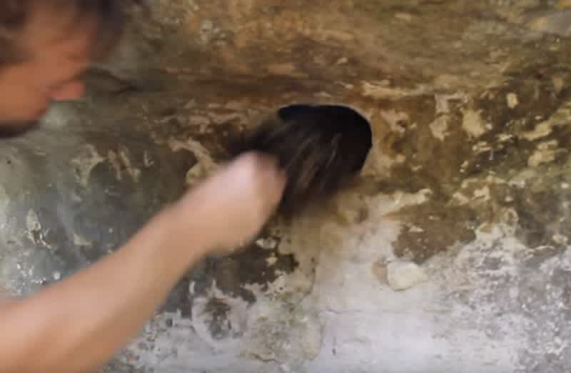 Video: Man Reaches into Hole, Pulls Out Giant Ball of Spiders