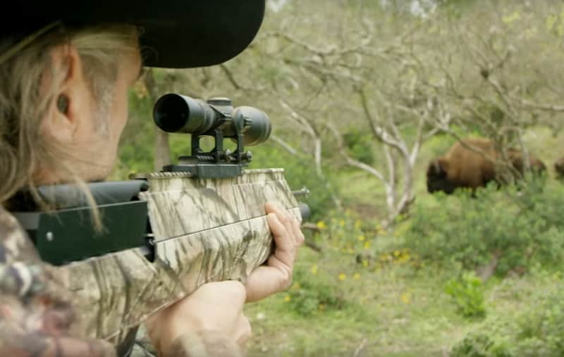 Video: Jim Shockey Takes Down Buffalo with Air-powered Bow