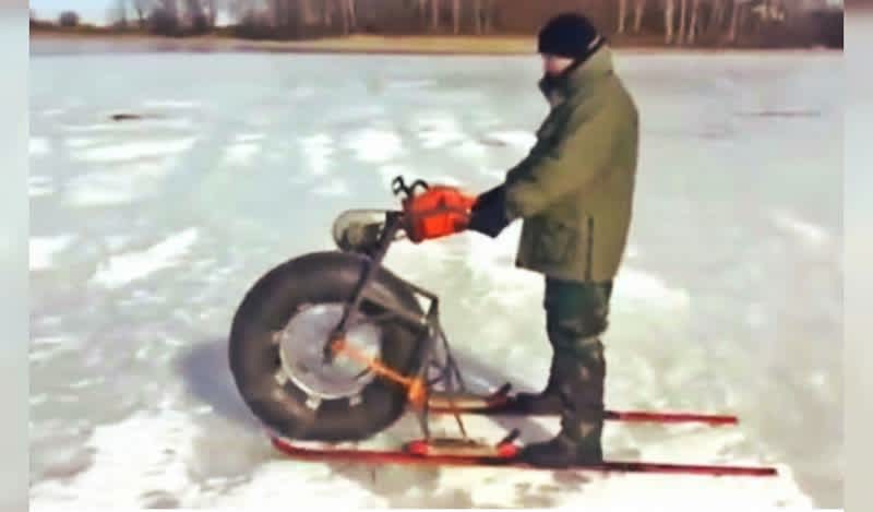 Video: Chainsaw Ski Bike Makes Travel Across Frozen Lakes a Breeze