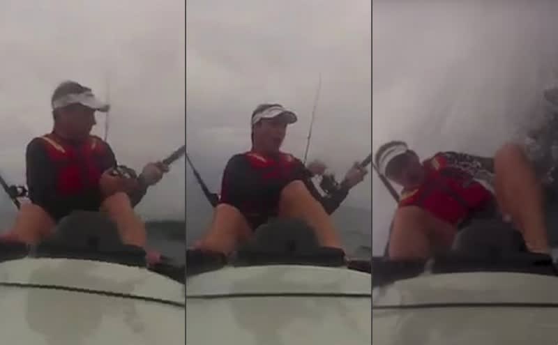 Video: Massive Shark Flips Kayak Fisherman Into the Water