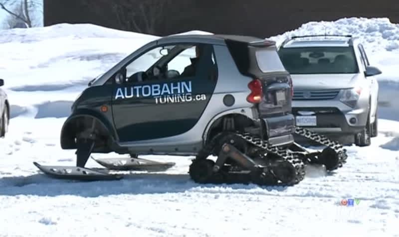 Video: Man Modifies Smart Car into Snowmobile