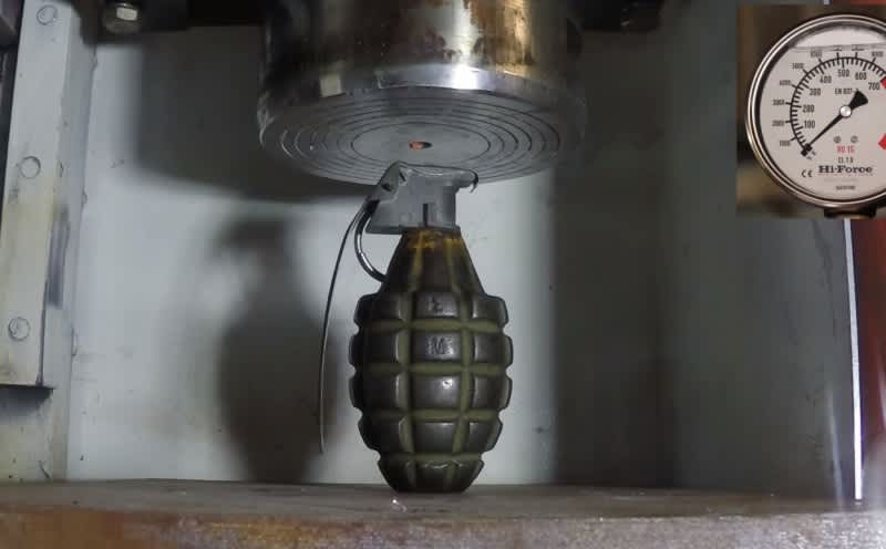 Video: Crushing a Grenade in a Hydraulic Press