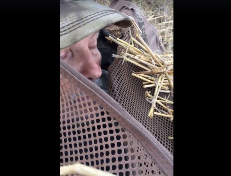 Video: Duck Hunting Guide Sawing Logs in His Blind