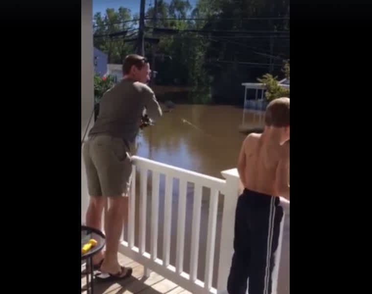 Video: Family Fishes from Front Porch in Wake of Hurricane Matthew Aftermath