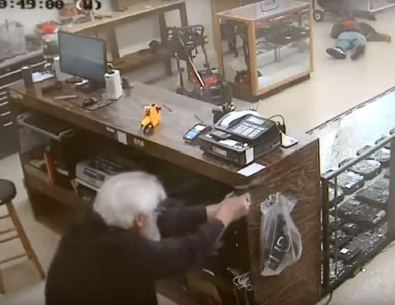 WARNING GRAPHIC VIDEO: Gun Store Owner Shoots Gunman in Attempted Robbery