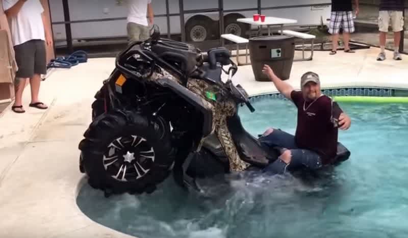 Video: Florida Man Drives Can-Am In and Out of Swimming Pool Without Spilling His Beer
