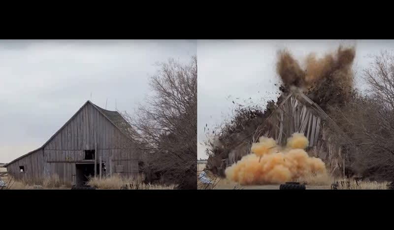 Video: 164-Pounds of Binary Explosive Turns Old Barn into Toothpicks