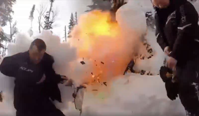 Video: Snowmobile with Full Gas Tank Doesn’t Mix Well with Fire
