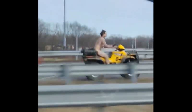 Video: Naked Man Arrested After Leading Police on High-Speed ATV Chase