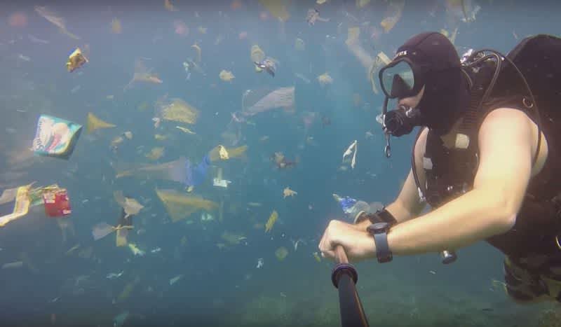 Video: Scuba Diver Swims Through Plastic Wave of Pollution Off Coast of Bali