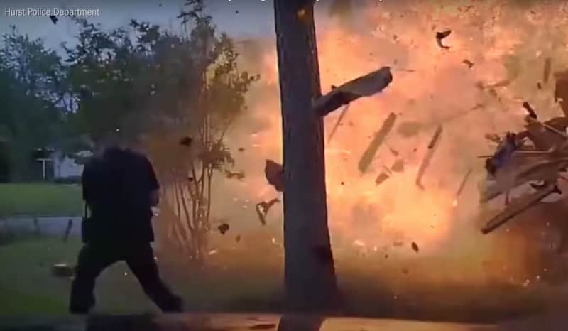 Video: Police Dashcam Captures Massive House Explosion
